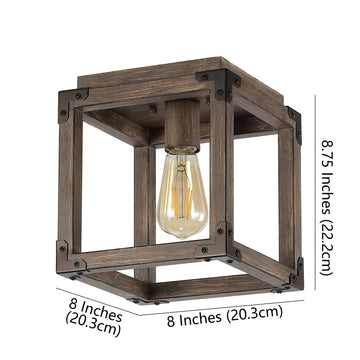 Magnolia 8" Iron Rustic Farmhouse LED Flush Mount - JONATHAN Y